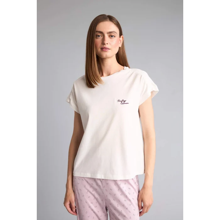 Defacto G4621AXPR336 Mor %100 Pamuk Boxy Fıt Kısa Kollu 2li Takım