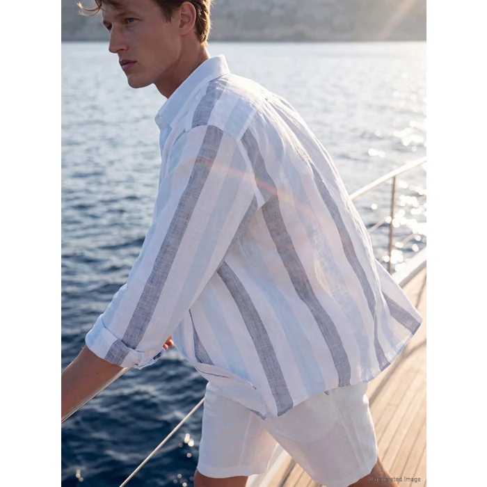 SOUTHBLUE Mavi Regular Fit Çizgili Poplin Erkek Gömlek