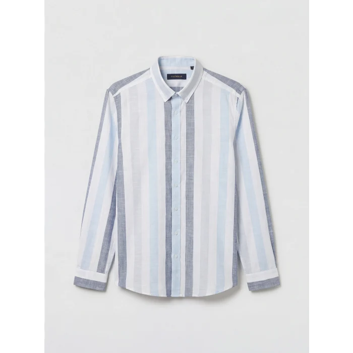 SOUTHBLUE Mavi Regular Fit Çizgili Poplin Erkek Gömlek