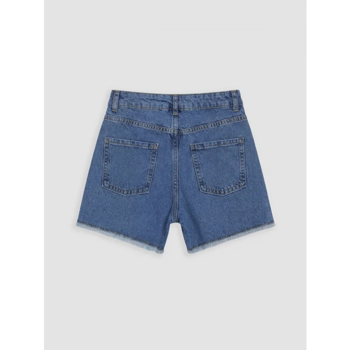 LCW Kids Mavi Yırtık Detaylı Kız Çocuk Jean Şort