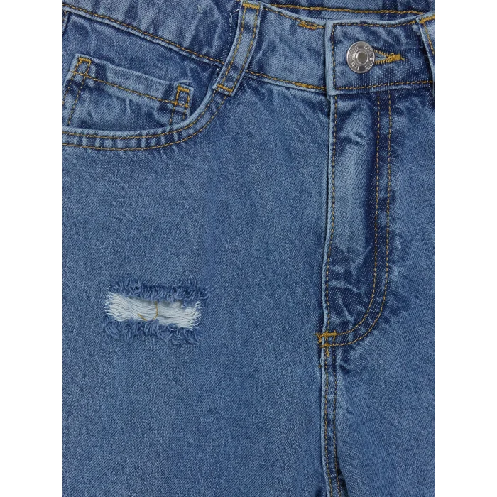 LCW Kids Mavi Yırtık Detaylı Kız Çocuk Jean Şort