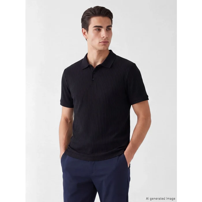 LCW Vision Siyah Polo Yaka Erkek Triko Tişört