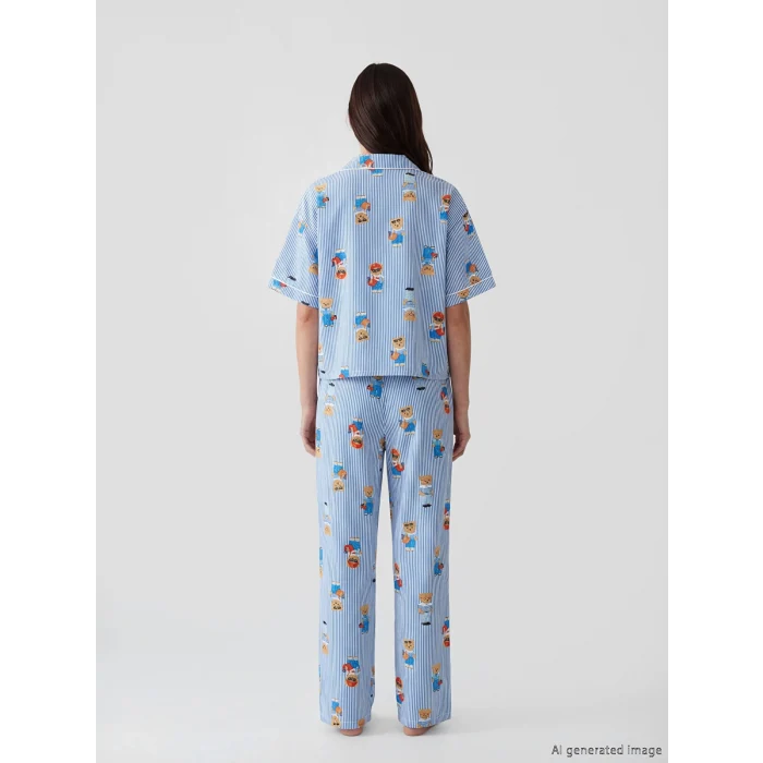 LCW DREAM Ekru Ayı Teddy Baskılı Kadın Pijama Takım