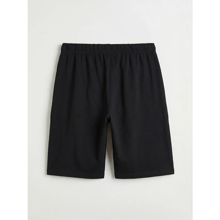 LC WAIKIKI Gri Bisiklet Yaka Teddy Baskılı Erkek Şortlu Pijama Takımı