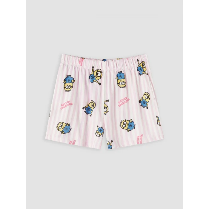 LCW Kids Ekru Minions Baskılı Kız Çocuk Şortlu Pijama Takım