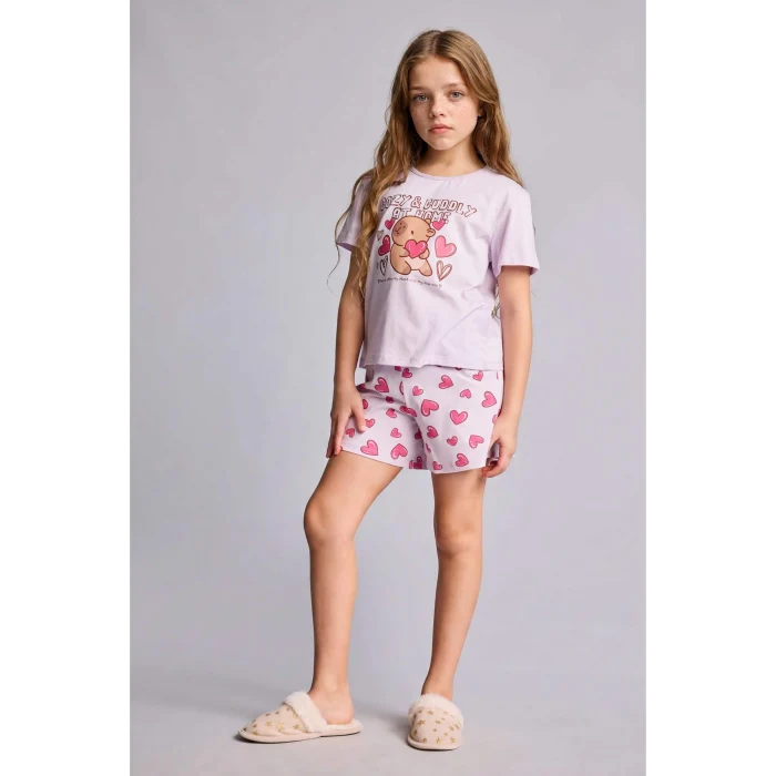 Defacto H8359A8PN256 Pembe %100 Pamuk Regular Fıt 2li Pijama Takımı Kız Çocuk