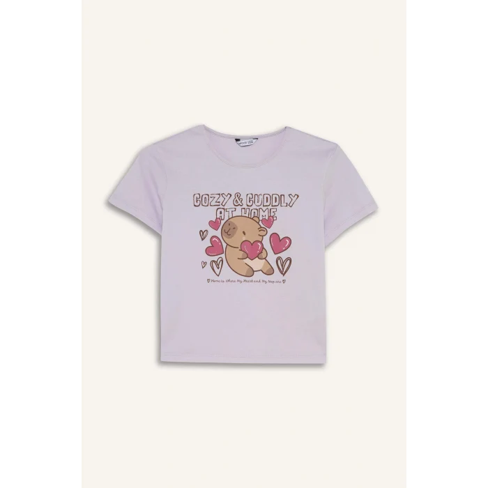 Defacto H8359A8PN256 Pembe %100 Pamuk Regular Fıt 2li Pijama Takımı Kız Çocuk