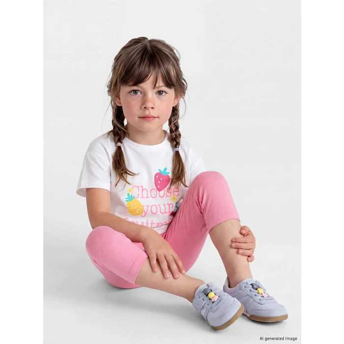 LCW Kids Bej Baskılı Kız Çocuk Takım