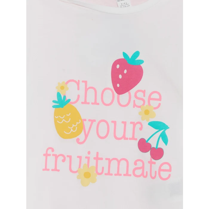 LCW Kids Bej Baskılı Kız Çocuk Takım