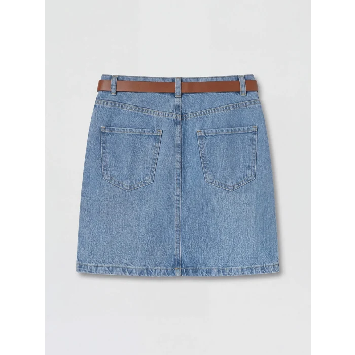 LCW Kids Mavi Regular Fit Kemerli Kız Çocuk Jean Etek