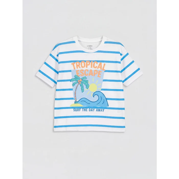 LCW Kids Beyaz Baskılı Erkek Çocuk Tişört