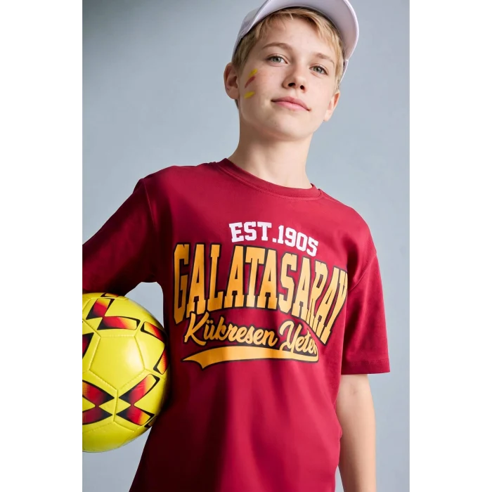 Defacto H7340A8RD119 Kırmızı %100 Pamuk Galatasaray Kısa Kollu Pijama Üstü Şort Pijama Alt 2li Pijama Takımı Erkek Çocuk