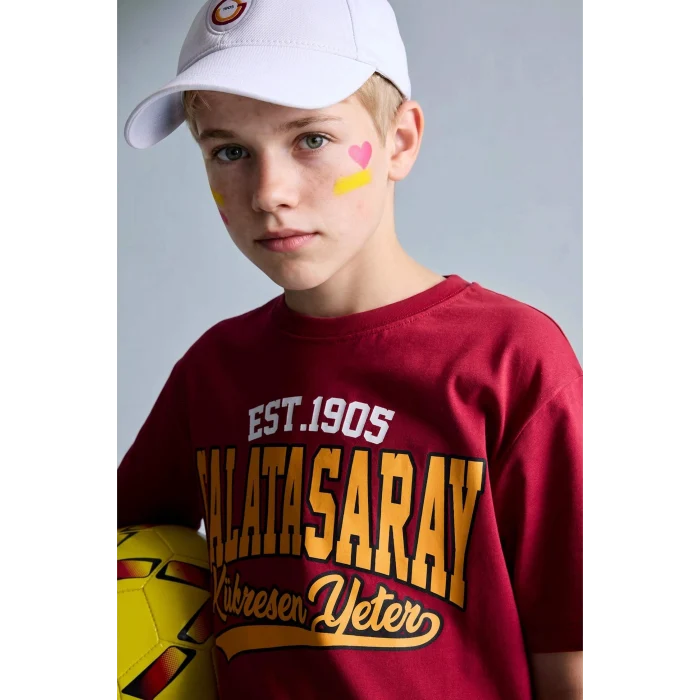 Defacto H7340A8RD119 Kırmızı %100 Pamuk Galatasaray Kısa Kollu Pijama Üstü Şort Pijama Alt 2li Pijama Takımı Erkek Çocuk