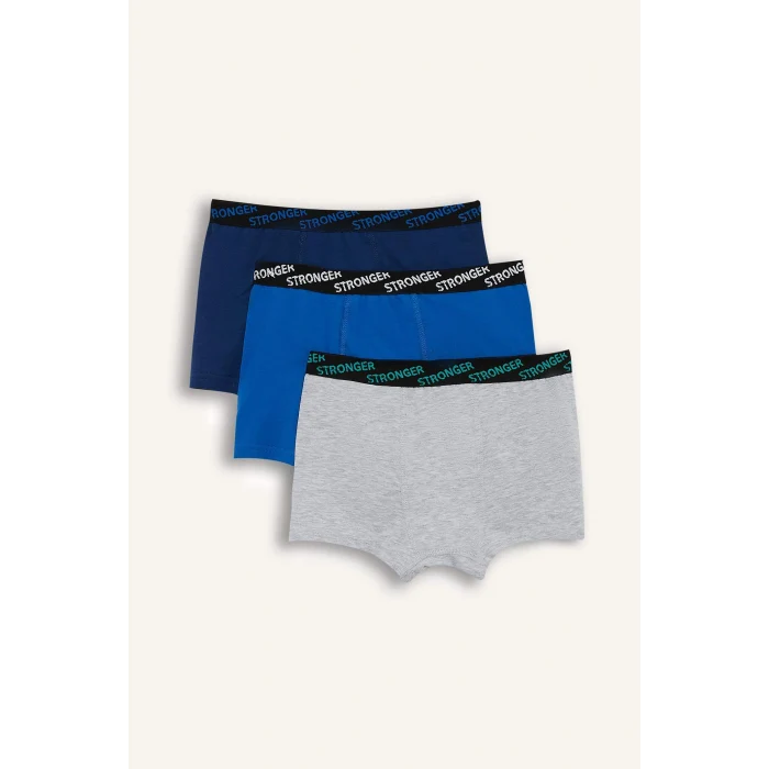 Defacto E1573A8BE43 Mavi 3lü Mavi Boxer Set Erkek Çocuk