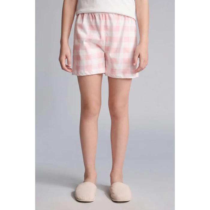 Defacto I1574A8ER2 Ekru Regular Fıt Şortlu 2li Ecru Pijama Takımı Kız Çocuk