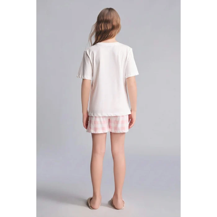 Defacto I1574A8ER2 Ekru Regular Fıt Şortlu 2li Ecru Pijama Takımı Kız Çocuk