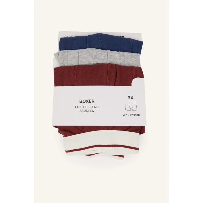 Defacto H3664AXBR280 Bordo Regular Fıt 3lü Boxer