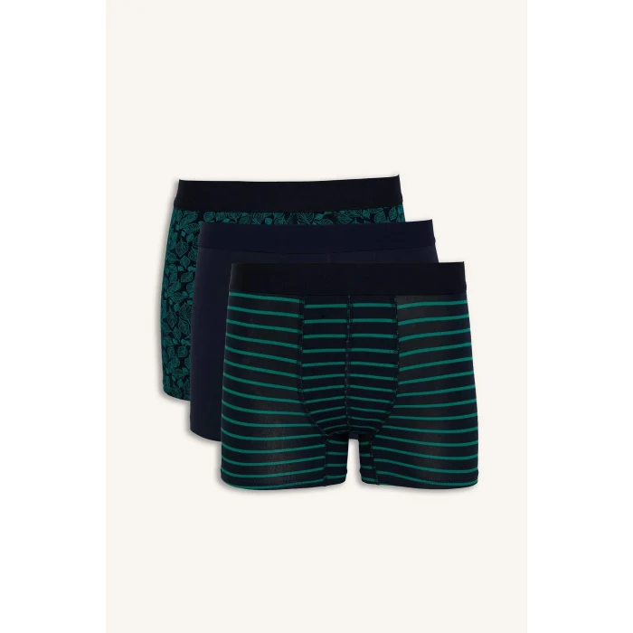Defacto T4935AZNV135 Lacivert Regular Fıt Çizgili 3lü Lacivert Boxer Seti