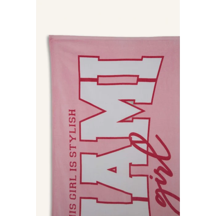 Defacto E7910A8PN1 Pembe Desenli Dokuma Pembe Plaj Havlusu Kız Çocuk
