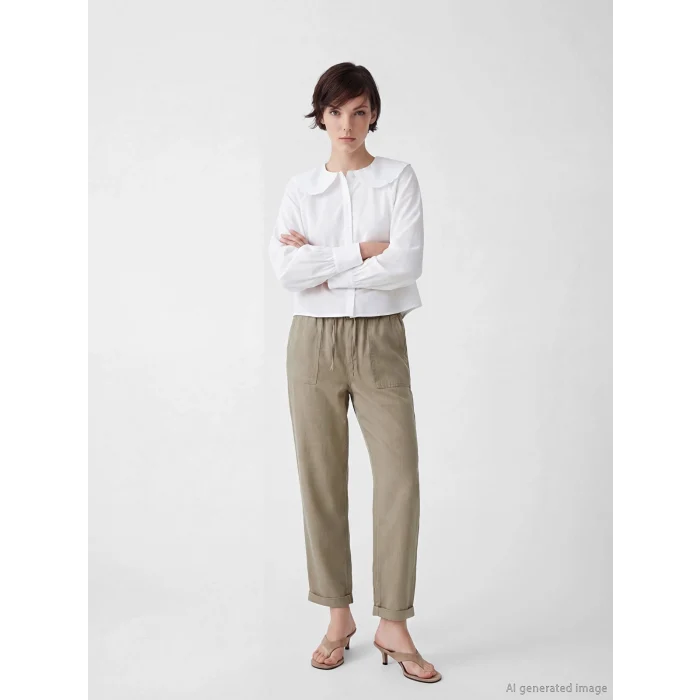 LCW Jeans Haki Beli Lastikli Carrot Fit Kadın Jean Pantolon