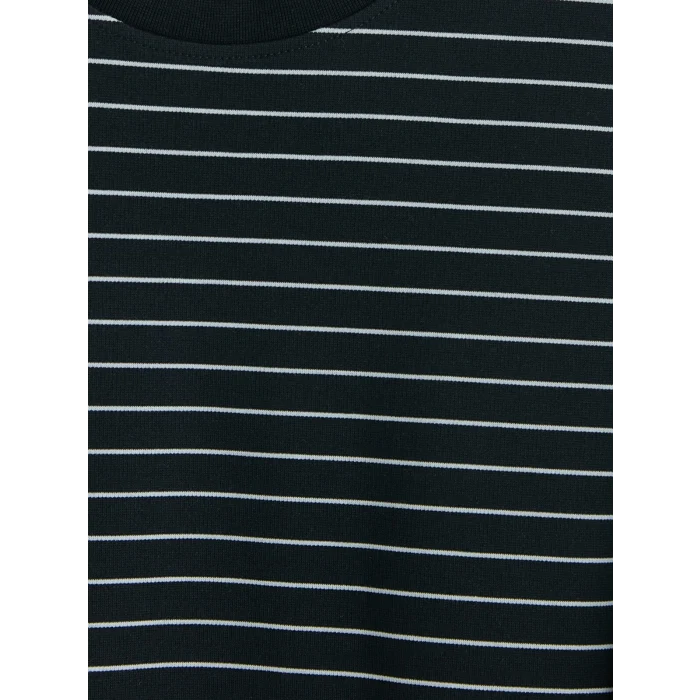 LCW Vision Lacivert Bisiklet Yaka Çizgili Erkek Sweatshirt