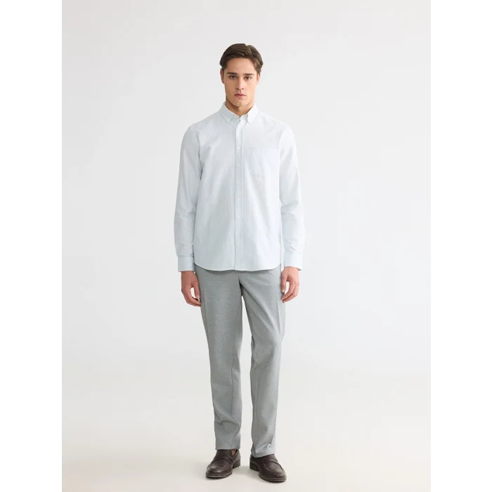 LCWAIKIKI Classic Yeşil Regular Fit Çizgili Erkek Gömlek