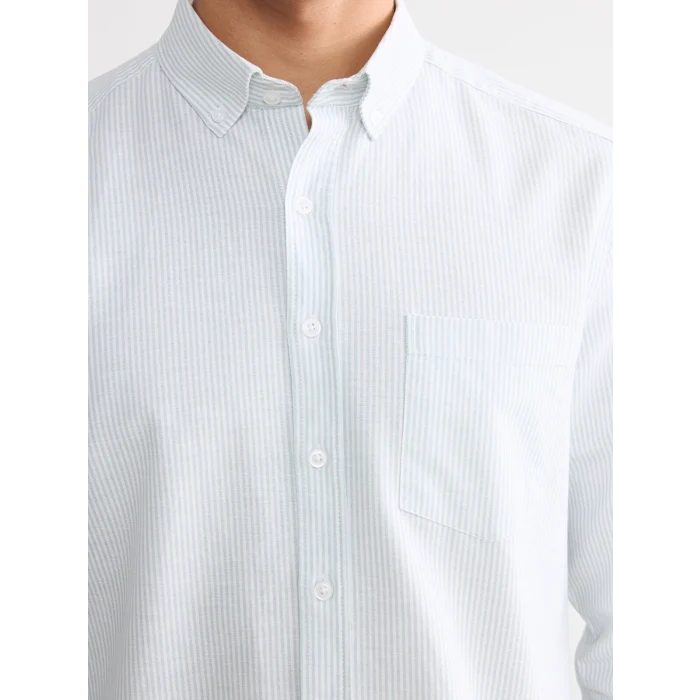 LCWAIKIKI Classic Yeşil Regular Fit Çizgili Erkek Gömlek