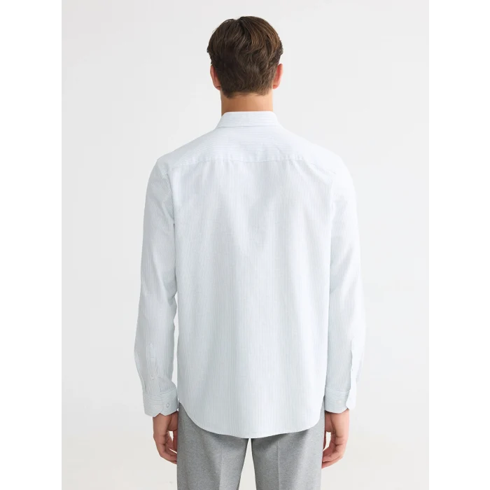 LCWAIKIKI Classic Yeşil Regular Fit Çizgili Erkek Gömlek