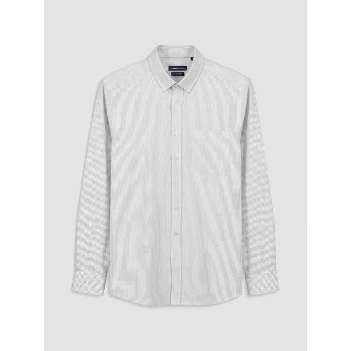 LCWAIKIKI Classic Yeşil Regular Fit Çizgili Erkek Gömlek