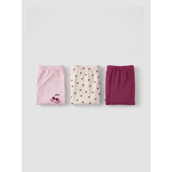 LCW Kids Ekru Baskılı Kız Çocuk Boxer 3lü