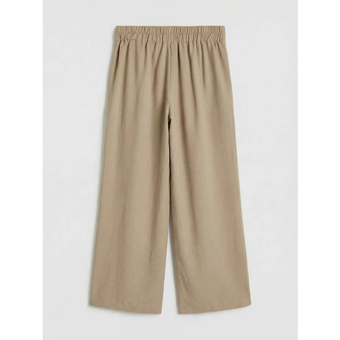 LCW Modest Bej Beli Lastikli Geniş Paça Kadın Pantolon