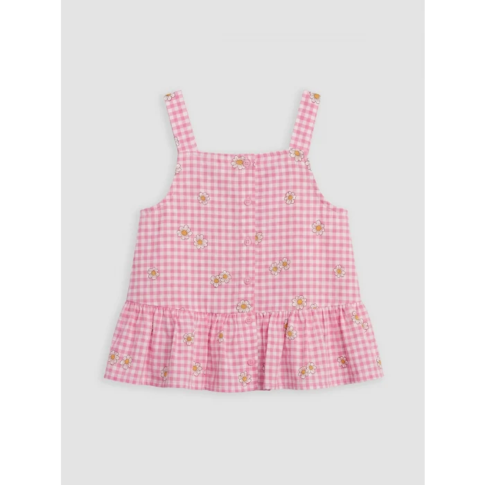 LCW Kids Pembe Papatya Desenli Kız Çocuk Şortlu Takım