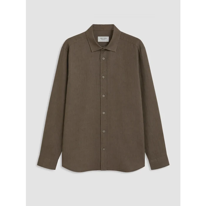 LCW Vision Kahverengi Regular Fit %100 Keten Erkek Gömlek