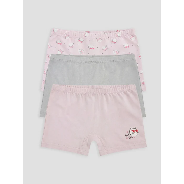 LCW Kids Pembe Baskılı Kız Çocuk Boxer 3lü