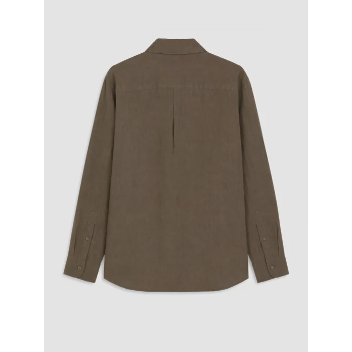 LCW Vision Kahverengi Regular Fit %100 Keten Erkek Gömlek