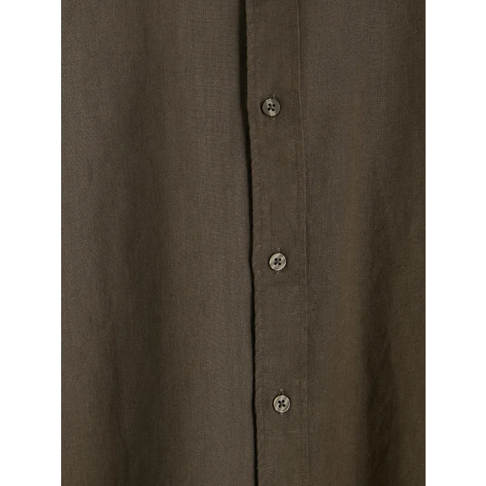 LCW Vision Kahverengi Regular Fit %100 Keten Erkek Gömlek