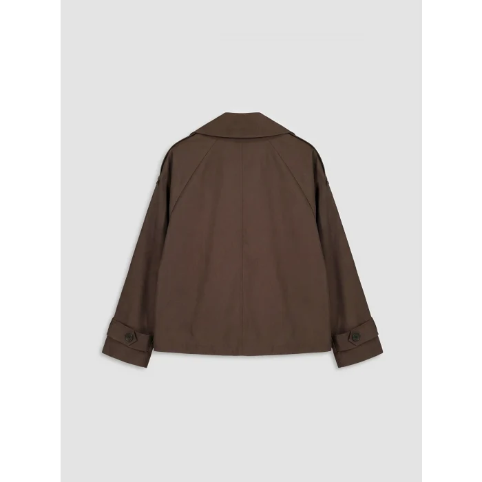 LCWAIKIKI Classic Kahverengi Kruvaze Yaka Oversize Kadın Trençkot