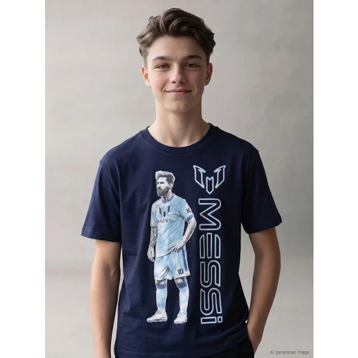 LCW Kids Lacivert Messi Baskılı Erkek Çocuk Tişört
