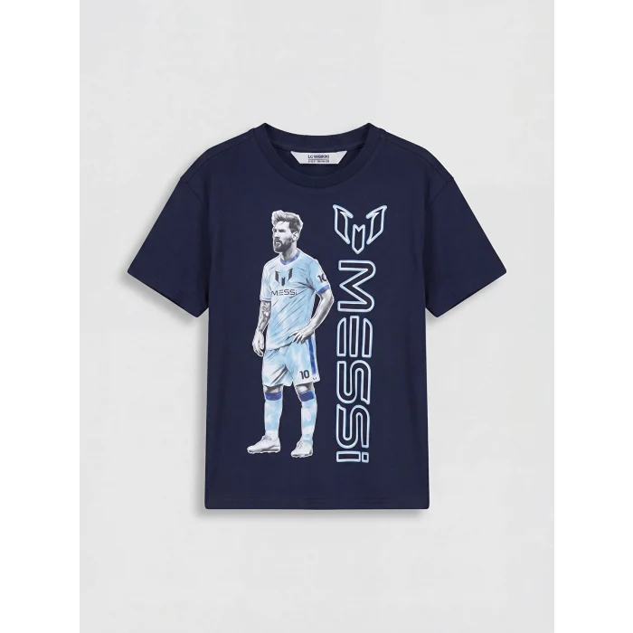 LCW Kids Lacivert Messi Baskılı Erkek Çocuk Tişört