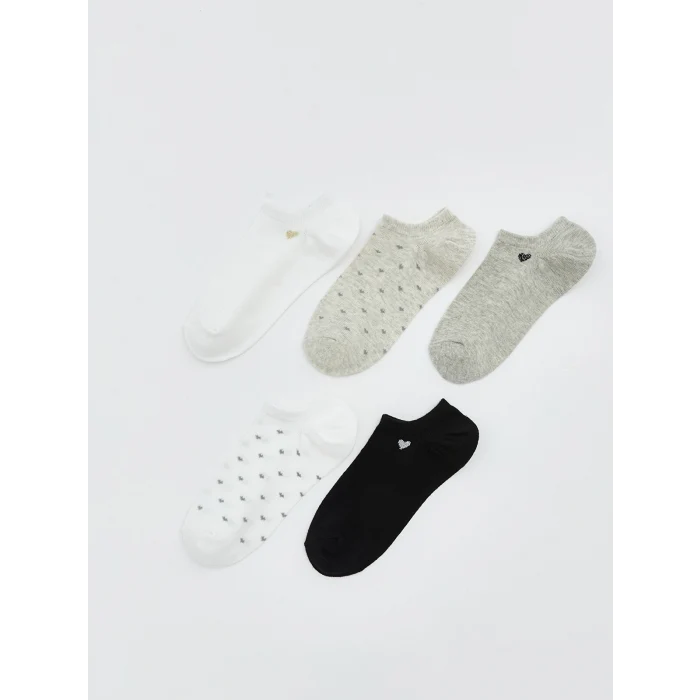 LCW DREAM Ekru Kalp Desenli Kadın Sneaker Çorap 5li