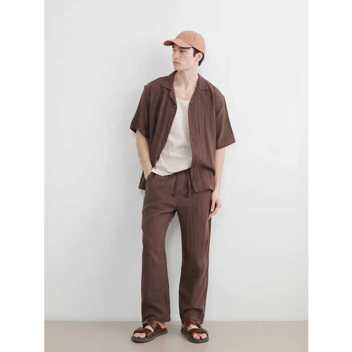 XSIDE Kahverengi Loose Fit Erkek Müslin Pantolon