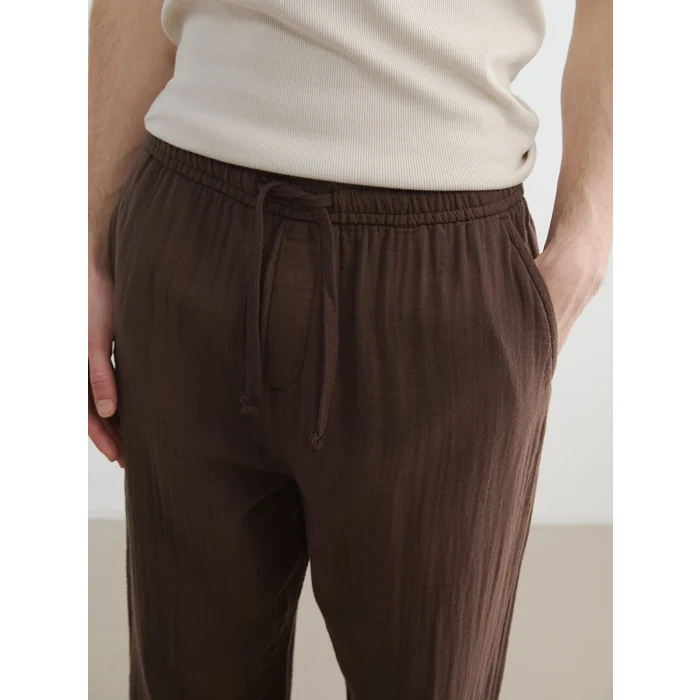 XSIDE Kahverengi Loose Fit Erkek Müslin Pantolon