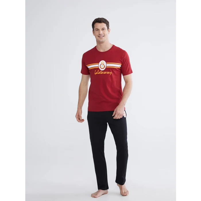LC WAIKIKI Kırmızı Standart Kalıp Galatasaray Baskılı Erkek Pijama Takım