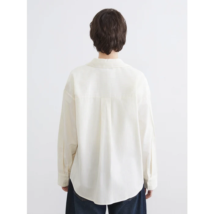 XSIDE Sarı Çizgili Oversize Poplin Kadın Gömlek