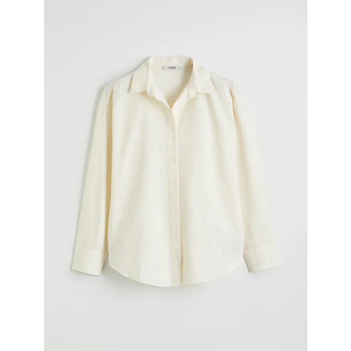 XSIDE Sarı Çizgili Oversize Poplin Kadın Gömlek