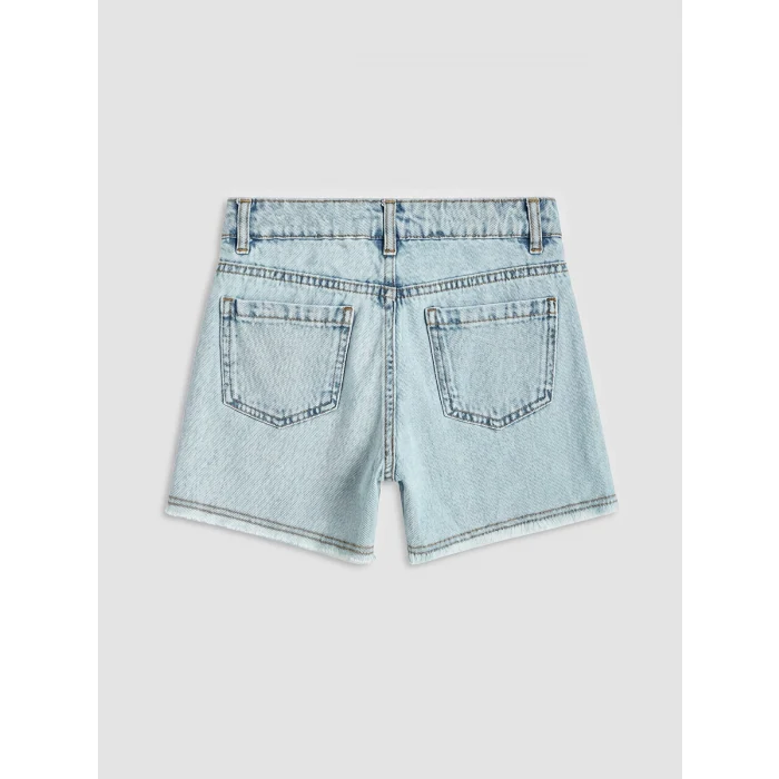 LCW Kids Mavi Yırtık Detaylı Kız Çocuk Jean Şort