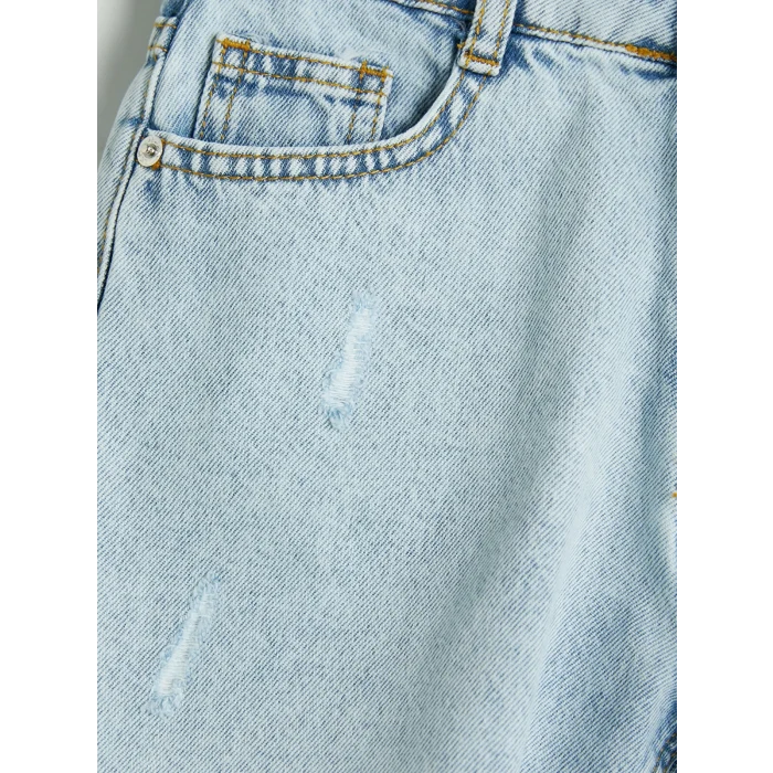 LCW Kids Mavi Yırtık Detaylı Kız Çocuk Jean Şort