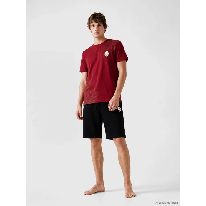 LC WAIKIKI Kırmızı Galatasaray Baskılı Erkek Şortlu Pijama Takımı