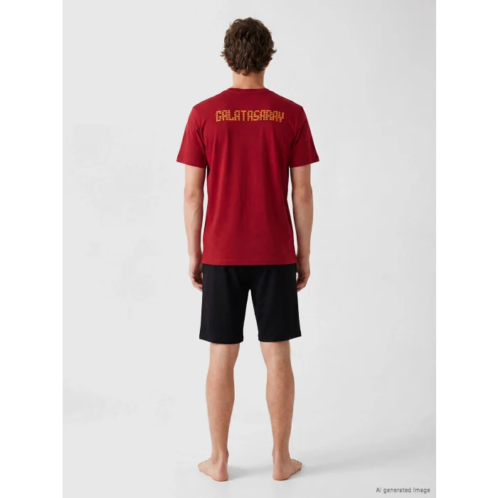 LC WAIKIKI Kırmızı Galatasaray Baskılı Erkek Şortlu Pijama Takımı