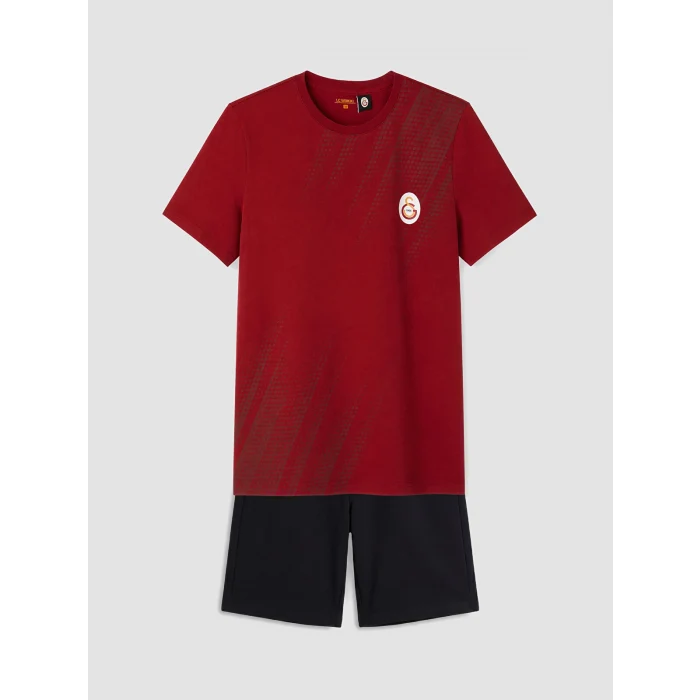 LC WAIKIKI Kırmızı Galatasaray Baskılı Erkek Şortlu Pijama Takımı